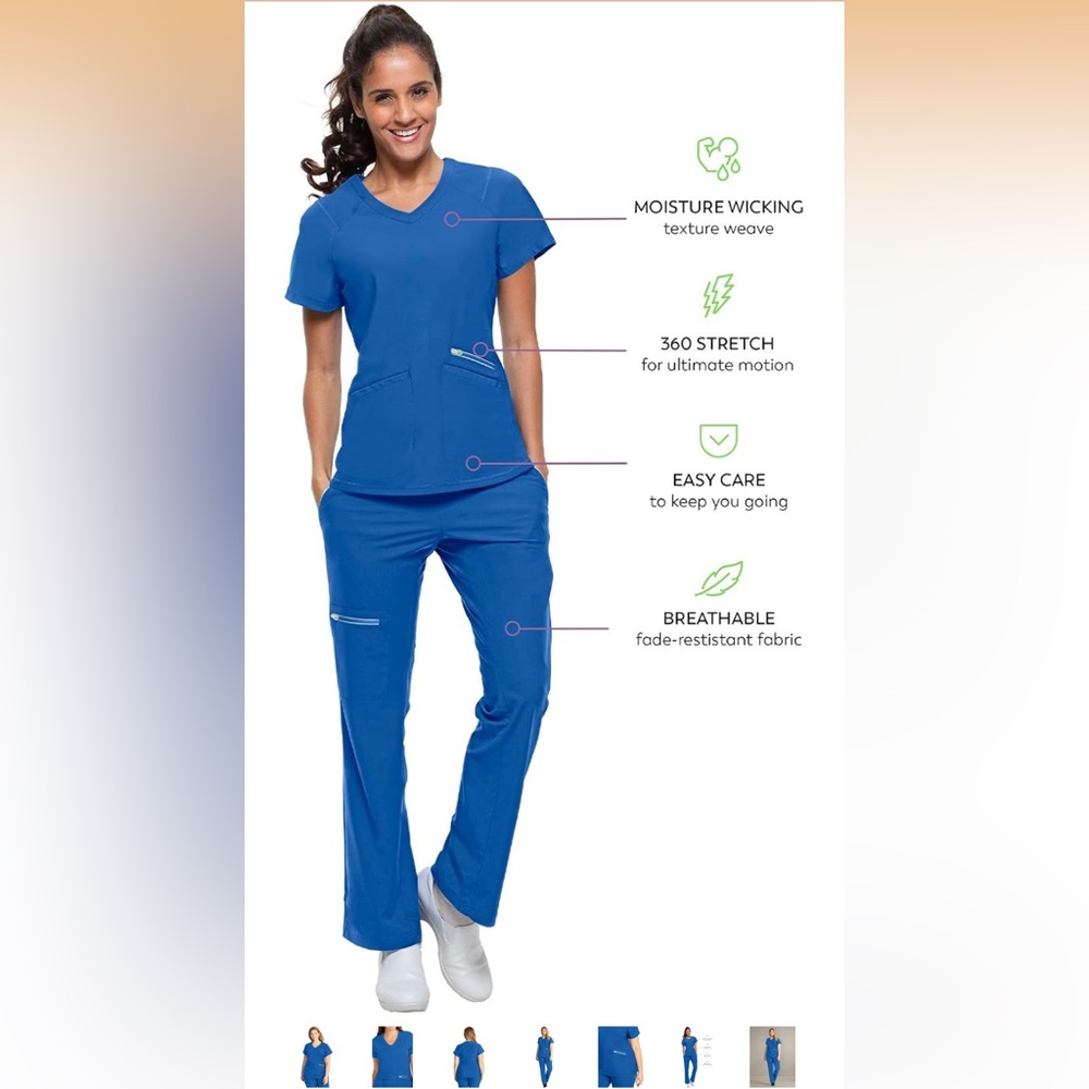 Women's Healing Hands 360 Royal Blue Scrub Set